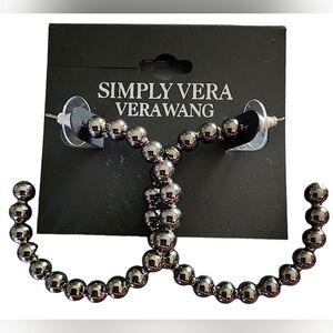 Vera Wang Silver Tone Ball Hoop Earrings Sustainably Sourced NWT
